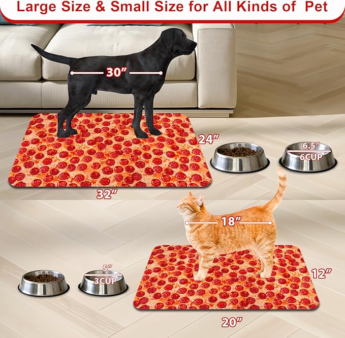 Dog Food Mats for Floors Waterproof Mat for Cat Food and Water Bowls - Absorbent Quick Dry Non Slip Mat for Pet Feeding