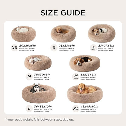 Bedsure Calming Dog Bed for Large Dogs - Donut Washable Large Pet Bed, 36 inches Anti-Slip Round Fluffy Plush Faux Fur Dog Bed, Fits up to 80 lbs Pets, Black