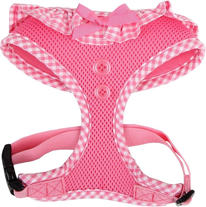 Puppia Vivien Dog Harness Over-the-Head All Season Cute No Pull No Choke Walking Training Adjustable for Small Dog, Pink, X-Small