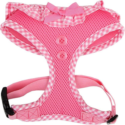 Puppia Vivien Dog Harness Over-the-Head All Season Cute No Pull No Choke Walking Training Adjustable for Small Dog, Pink, X-Small