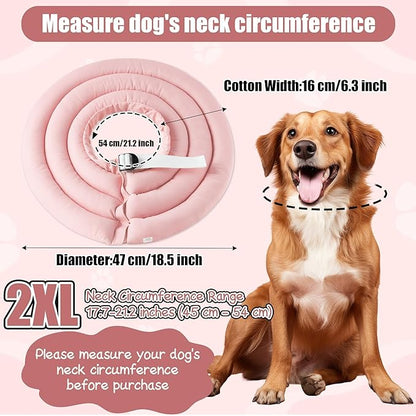 Soft Dog Cone Collar - Adjustable Recovery Cone for Large Dogs After Surgery to Stop Licking, Waterproof Elizabethan Protective Neck Donut Collar Alternative for Pet (Pink, 2XL)