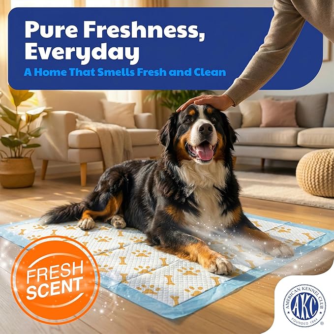 American Kennel Club Advanced Puppy Pads with Color-Changing Health+ Indicator and Ultra Absorbent Quick Dry Gel – 28''x30'' Leakproof Training Pads for Dogs – Fresh Scented – 50 Count, X-Large