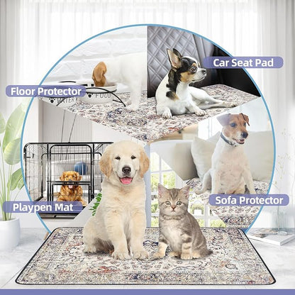 SCLOSE Washable Pee Pads for Dogs Large 2 Pack, 48" x 48" Reusable Puppy Pads Waterproof Dog Rugs, Super Absorbent, Leakproof, Dog Crate Pad, Playpen Mat, Whelping Pads, Vintage Medallion