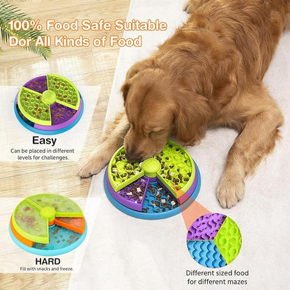 Slow Feeder Dog Bowl 3 Layers, Reduces Boredom and Anxiety, Food Puzzle Feeder, Non-Slip Interactive Puzzle Game for Small/Medium/Larger Dogs (2pcs)