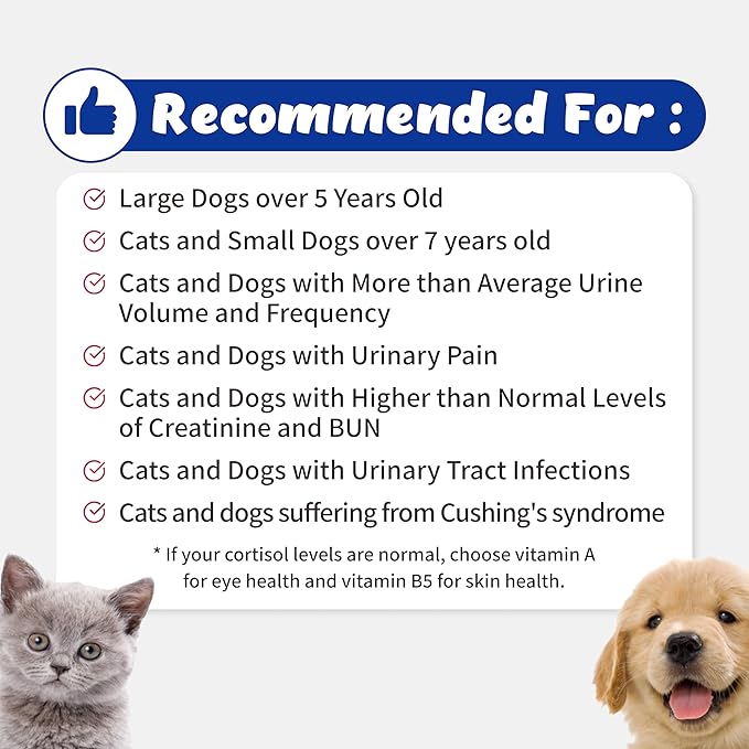 Urinary Guardian for Dogs and Cats - Supports Kidney, Adrenal Fatigue, Bladder, Urethers, Urethra, Vegan Bacon Flavor (117g) (Vitamin A)