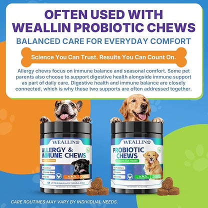 Dog Allergy Relief Chews, 200 Treats Anti-Itch Allergy Soft Chews for Dogs with Probiotics & Omega 3 Fish Oil, Itchy Skin Relief, Immune Support, Paw Licking Itchy Ears & Hot Spots, Seasonal Allergies