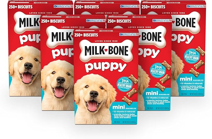 Milk-Bone Original Dog Treats for Puppies, 16 Ounce (Pack of 6), DHA Helps Support Healthy Brain Development