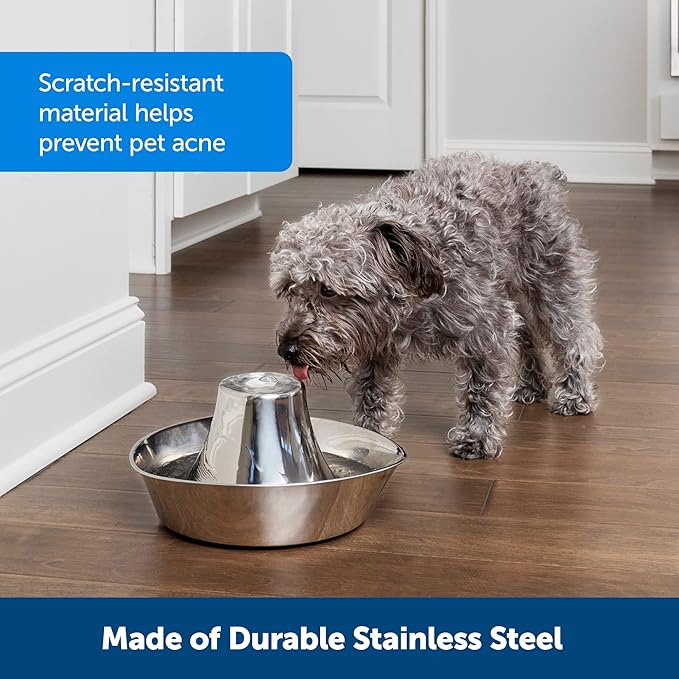 PetSafe Seaside Stainless Pet Fountain - Encourages Hydration - Dual Filtration Removes Odors - Compact Design - Rust Resistant Material - Quiet Motor -,(Pack of 4)
