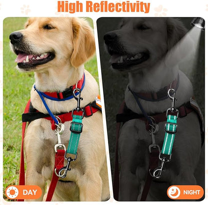 Dog Collar Safety Clip, Reflective Double-Ended Backup Connector for Harness to Collar, Adjustable Safety Clip for Prong, Pinch Collars, Prevents Escapes & Accidental Disconnection