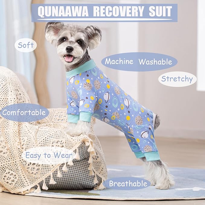 Dog Recovery Suit for Surgery Small Medium Dogs Onesie, Cute Soft Dog Pajamas Bodysuit Cone Alternative Prevent Licking Recovery Suit Female Male (Planet, Small)