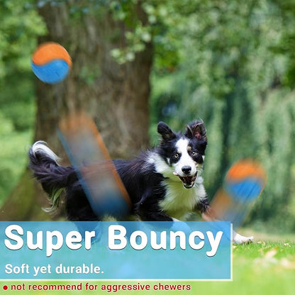 LECHONG 3.5in Squeaky Dog Balls Toys for Training, Dog Toys to Keep Them Busy, High Bouncy Balls for Interactive Playing, Great for Puppy Pet Teething and Chew 4Pcs