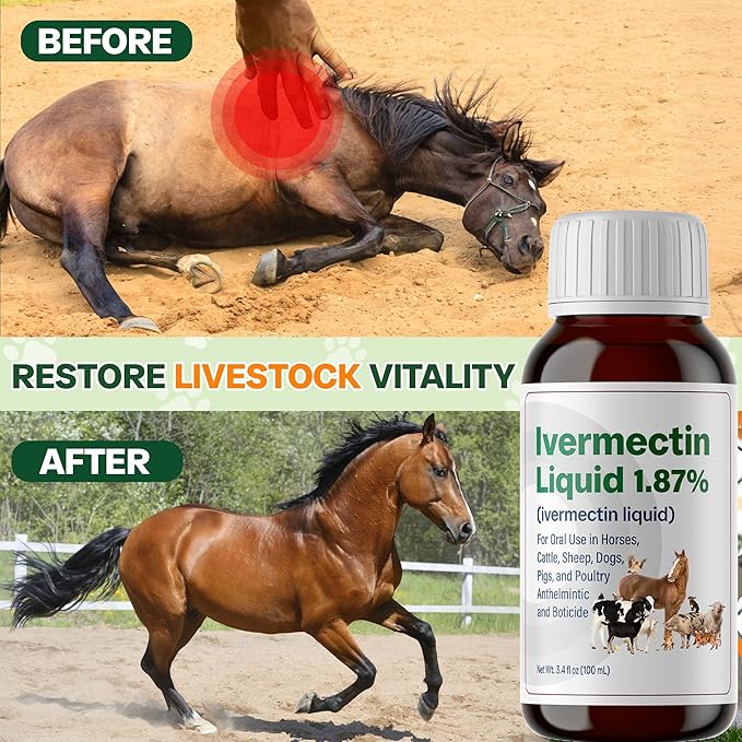 Dewormer for Horse, Poultry & More, Ivermectin for All Wormers, Tapeworms, Roundworms & Hookworms