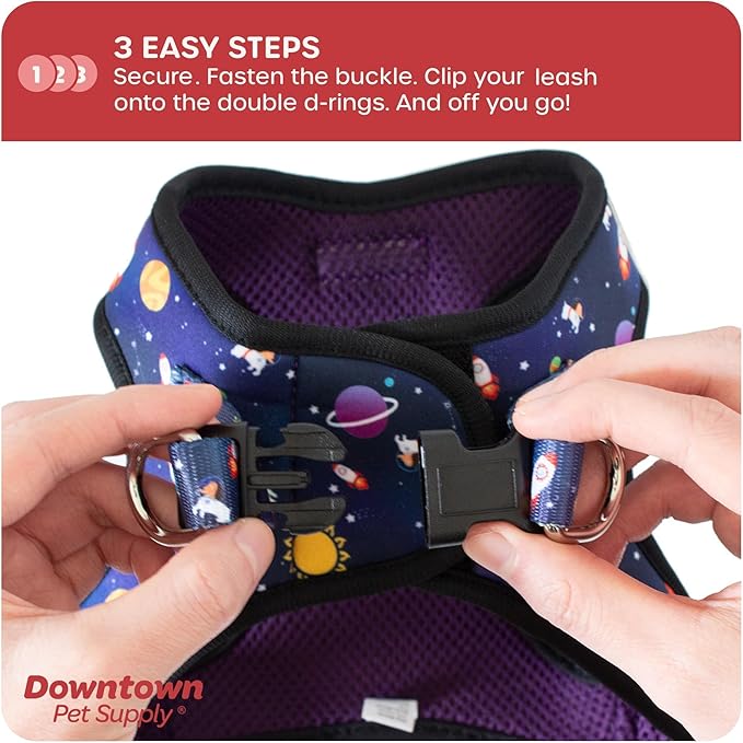Downtown Pet Supply Step-in Dog Harness – No Pull, Adjustable Padded Mesh with Reflective Trim, Secure Buckle Strap – Comfortable & Breathable Small Dog Harness, Small, Space