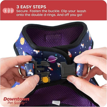Downtown Pet Supply Step-in Dog Harness – No Pull, Adjustable Padded Mesh with Reflective Trim, Secure Buckle Strap – Comfortable & Breathable Small Dog Harness, X-Small, Space