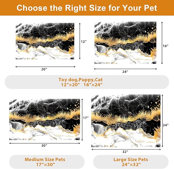 Dog Food Mats for Floors Waterproof Mat for Cat Food and Water Bowls - Absorbent Quick Dry Non Slip Mat for Pet Feeding