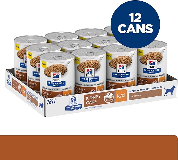 Hill's Prescription Diet k/d Kidney Care Wet Dog Food, Lamb, 13 oz. Cans, 12-Pack