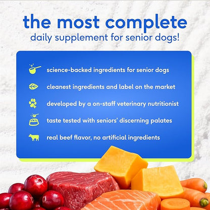 Native Pet Senior Daily Dog Vitamins & Supplements – 12-in-1 Dog Multivitamin Powder for Senior Dogs – Supports Mobility, Cognition, Digestion, Immune Health & More – 60 Scoops