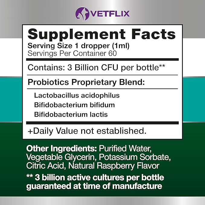 Premium Probiotics for Dogs, Cats, Puppies and Kittens - Digestive Enzymes and Prebiotics Supplement - Supports Digestive Health and Gut Balance - 2 Fl Oz