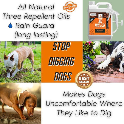 Zone Protects No Holes Digging Dog Prevention Spray – Gallon Trigger Sprayer, Stop Dogs from Digging, Prevents Holes Under Fences, in Yards, and Flower Beds