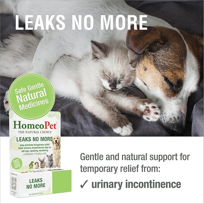 HomeoPet Leaks No More, Safe, Gentle, and Natural Supplement for Cat and Dog Urinary Incontinence Relief, 15 Milliliters