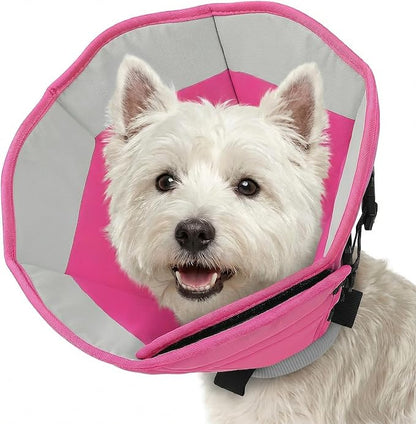 SUNFURA Dog Cone Collar, Adjustable Cone for Dogs to Stop Licking, Soft Dog Cone Alternative for Small Dogs, Pet Recovery Collar After Surgery with Quick Release Buckle, Pink S