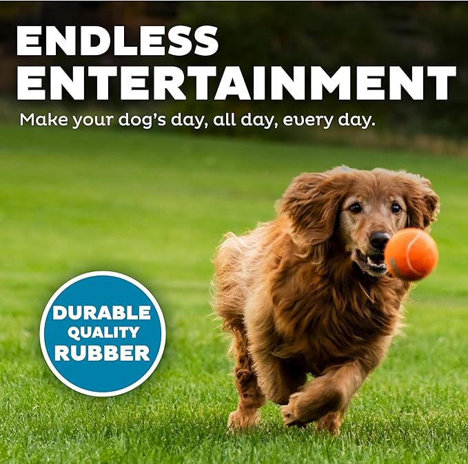 Outward Hound Squeaker Ballz – Squeaky Tennis Balls for Dogs 50 lbs and Over, Interactive Dog Toy for Fetch & Training, Large (3"), 4-Pack
