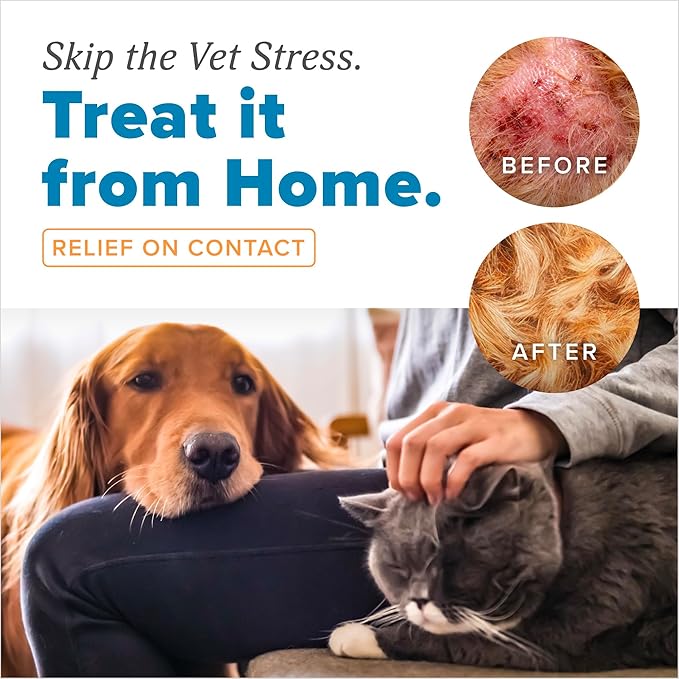 TropiClean HomeVet Allergy & Itch Spray, Dog Allergy Relief & Hot Spot Treatment for Dogs & Cats, Vet Recommended Itching Skin Relief, USA Made, 8 oz