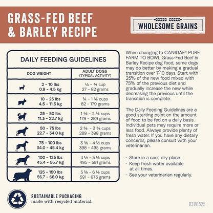Canidae Pure Farm to Bowl Grass-Fed Beef & Barley Dry Dog Food, Adult, 4lb