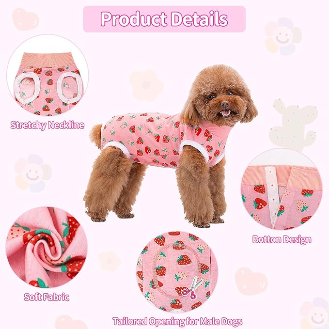 Coppthinktu Recovery Suit for Dogs After Surgery, Dog Onesie Surgery Recovery Suit for Female Spay, Soft Male Surgical Pajamas Bodysuits for Small Medium Puppy to Anti Licking Dog Cone Alternative