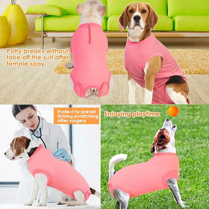 Recovery Suit for Dogs,Dog Cone Alternative Zipper Surgery Suit Female Spay,Soft Dog Surgery Suit for Anti Licking,Breathable Surgical Suit for Dogs Female Spay