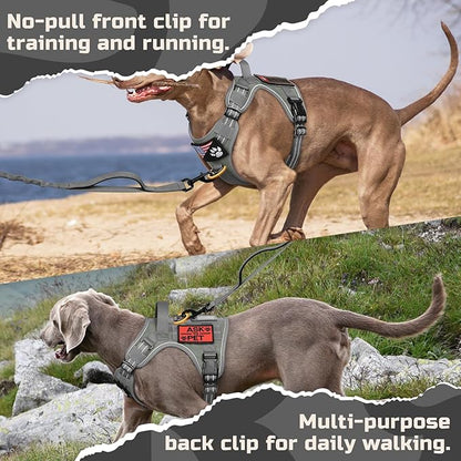 rabbitgoo Tactical Dog Harness for Large Dogs, No Pull Military Service Vest with Handle & Molle, Easy Control for Training Walking, Adjustable Reflective Straps, Dark Grey, L