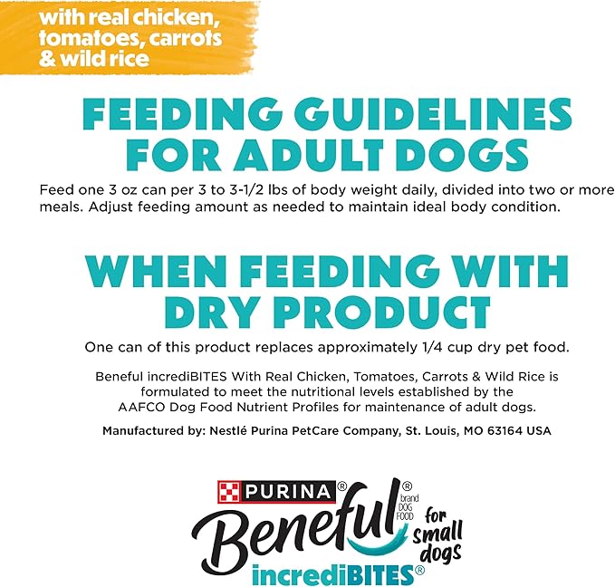 Beneful Purina Small Breed Wet Dog Food in Gravy, IncrediBites with Real Chicken - (16 Packs of 3) 3 oz. Cans