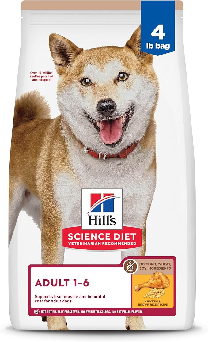 Hill's Science Diet Adult 1-6 No Corn, Wheat or Soy Dry Dog Food, Chicken, 4 lb. Bag