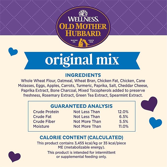 Wellness Old Mother Hubbard Classic Original Mix Dog Biscuits, Natural Training Treats, 4 Flavors, Small Size, 20 oz Bag