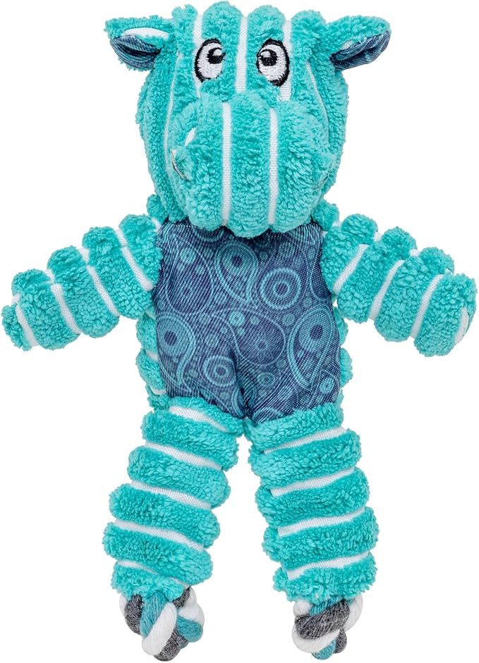KONG Floppy Knots - Durable No‑Stuffing Squeaky Rope & Plush Dog Toy - for Teething, Playing (Hippo, X-Small)
