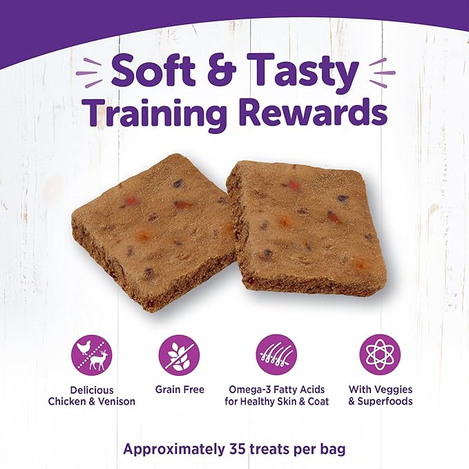 Wellness Rewarding Life Dog Treats, Training Treat, Grain Free, Soft Chicken & Venison (6 Ounce Bag) (Pack of 2)