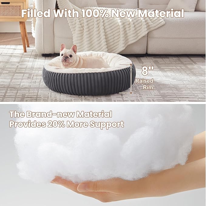30 inches Donut Dog Bed for Medium Dogs,Calming Round Pet Bed with Removable Cover,Washable Milk Plush Faux Fur, Fits Pets up to 30 lbs(Charcoal,Medium)