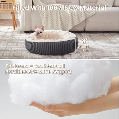 30 inches Donut Dog Bed for Medium Dogs,Calming Round Pet Bed with Removable Cover,Washable Milk Plush Faux Fur, Fits Pets up to 30 lbs(Charcoal,Medium)