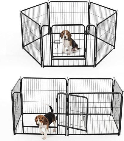 DUMOS Dog Playpen Indoor, Metal 24 Inch 6 Panels Foldable Pet Fence with Door, Outdoor Small Medium Large Dog Puppy Portable Exercise Play Pen for RV Camping, Trips, Play Yard
