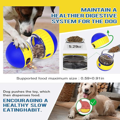 BSISUERM Dog Treat Dispensing Puzzle Toy Adjustable Food Dispenser Slow Feeder Puppy Enrichment Training Rolling Ball Pet Interactive Chase Toys for Small Medium Large Dogs to Keep Them Busy