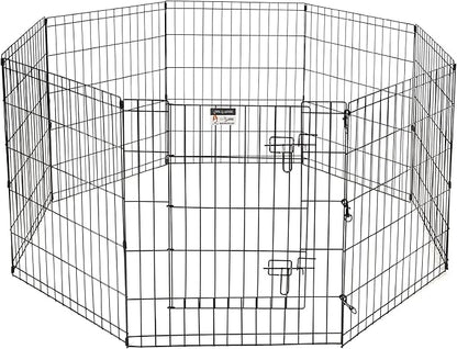 Dog Playpen - Foldable Metal Exercise Puppy Play Pen with 8 24x30in Panels - Indoor/Outdoor Pen with Door for Dogs, Cats or Small Animals by PETMAKER