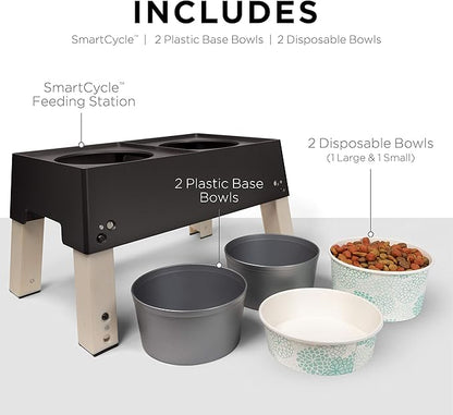 Glad for Pets Smart Cycle Adjustable Feeding Station System | Elevated Dog Bowl Inserts With 3 Height Options for Dogs | Includes 4 Disposable Dog Bowls