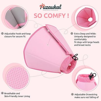 Dog Cone Collar - Soft Elizabethan Collar for Dogs After Surgery, Comfy Cone for Dogs to Stop Licking, Adjustable Dog Cone Alternative for Wound Healing (Pink, XL)