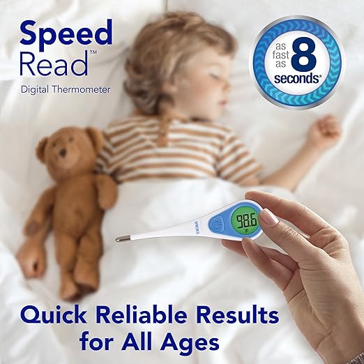 Vicks SpeedRead Digital Thermometer for Baby, Kids & Adults, Color-Coded Readings, Oral, Baby Rectal Thermometer or Under The Arm, Water Resistant (Pack of 2)