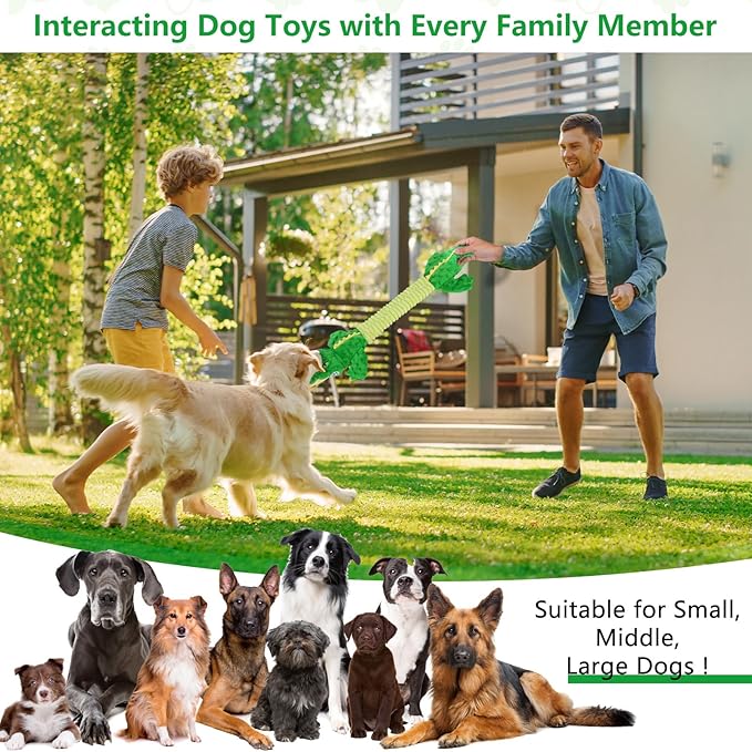 Letsmeet Large Squeaky Alligator Dog Toys, Interactive Puppy Toys with Crinkle Paper, Pull Tug of War Dog Toy, Plush Dog Chew Toys for Small, Medium, Large Breed