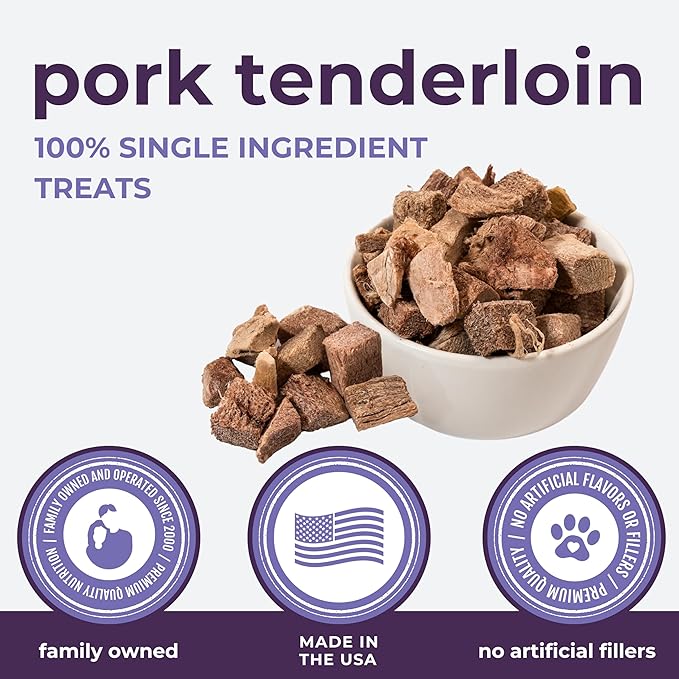 Momentum Carnivore Nutrition Freeze-Dried Pork Tenderloin Dog Treats & Cat Treats – Single-Ingredient, High-Protein, Grain-Free, Lean & Naturally Tender – Made in USA – 3.5 oz Bag