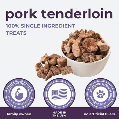 Momentum Carnivore Nutrition Freeze-Dried Pork Tenderloin Dog Treats & Cat Treats – Single-Ingredient, High-Protein, Grain-Free, Lean & Naturally Tender – Made in USA – 3.5 oz Bag