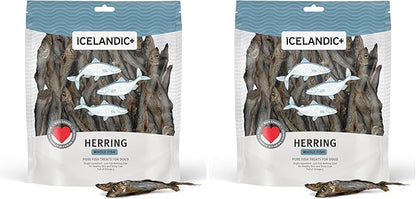 Icelandic+ Whole Fish Herring - 9oz Bag - Dog Treats,Pure Wild-Caught & Air-Dried,Ingredient Snack,Pet Chew,Just The Fish Nothing Else,(Pack of 2)