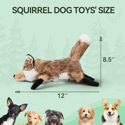 ALL FOR PAWS Dog Squeaky Fox Toy, Stuffed Animal Pet Plush Toys Squeak Chew Toy for Dogs Large