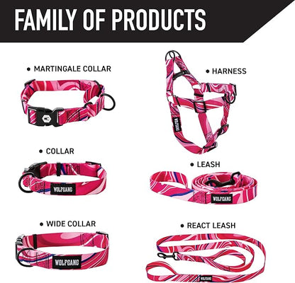Wolfgang Heavy Duty Martingale Dog Collar with Quick Release Nylon Buckle for Walking & Training, MarbleSwirl Print, X-Large